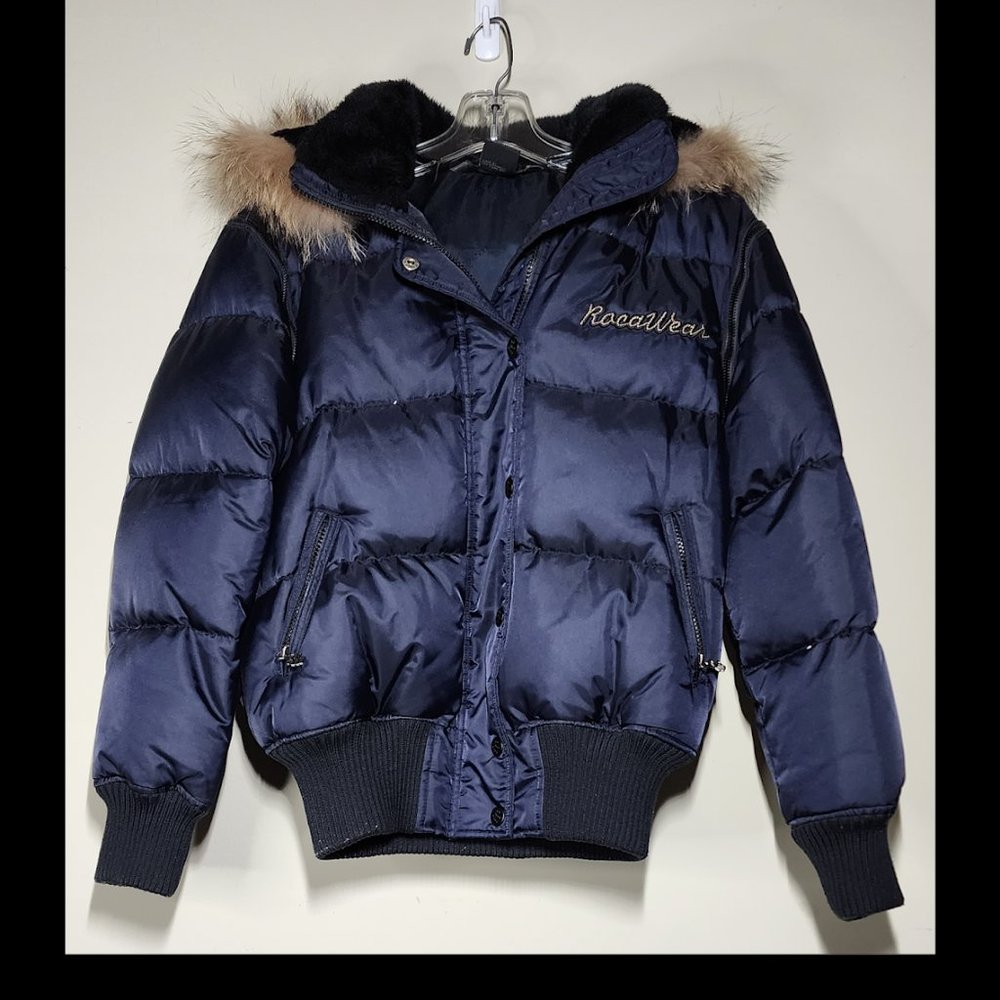 RocaWear Down Filled Bomber Jacket/Vest combination Women Size M -NEVER WORN